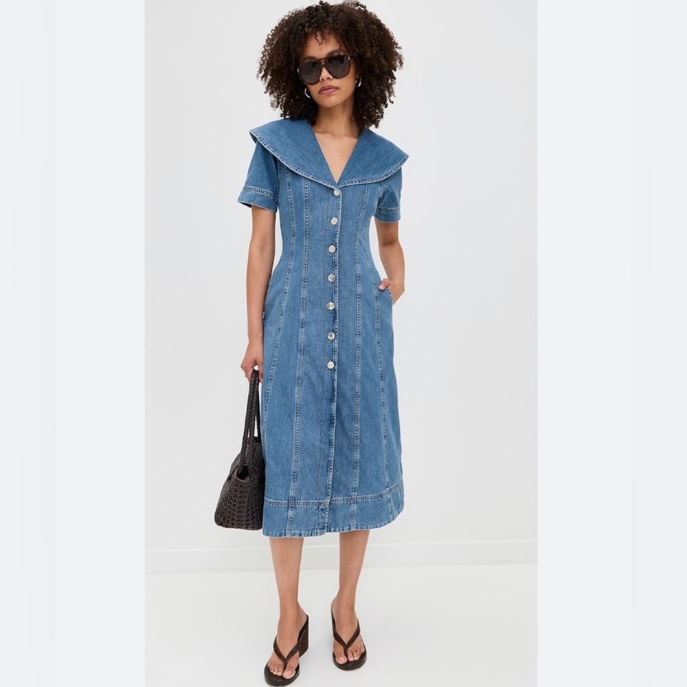 NWT ALIGNE Sparrow Blue Denim Short Sleeve Midi Dress size 0